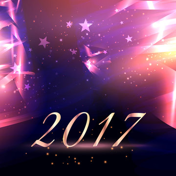 abstract stars background with 2017 new year text