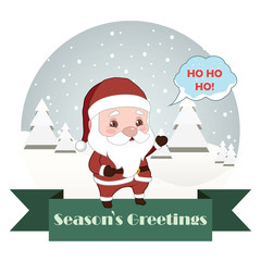 Christmas greeting and banner with Santa saying his famous line