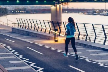 Peel and stick wall murals Jogging Jogging. Female jogging on waterfront