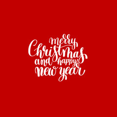 red Merry Christmas and Happy New Year calligraphic hand letteri