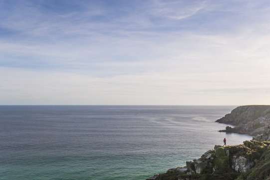 Looking over Treen Beach, Cornwall