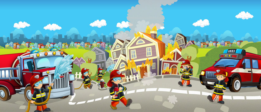 Cartoon happy and funny city scene for different usage - illustration for children © honeyflavour
