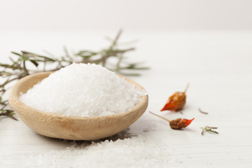 Fototapeta na wymiar sea salt in cooking, medicine and cosmetics