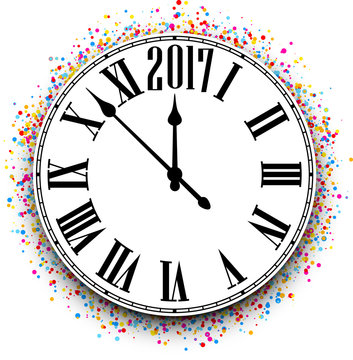 2017 New Year clock background.