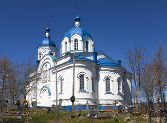 Church of the Feast of the Cross,  19th century, and the remains of the thrown cemetery. The village  Opolye, 100 km from St. Petersburg, Russia.