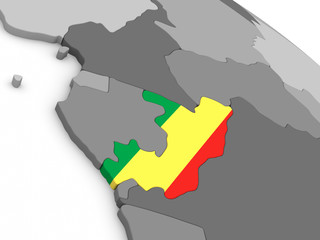 Congo on globe with flag
