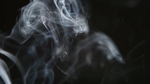 SLOW MOTION: Cigarette smoke on a black background