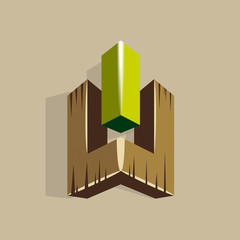 lettre w 3d bois logo