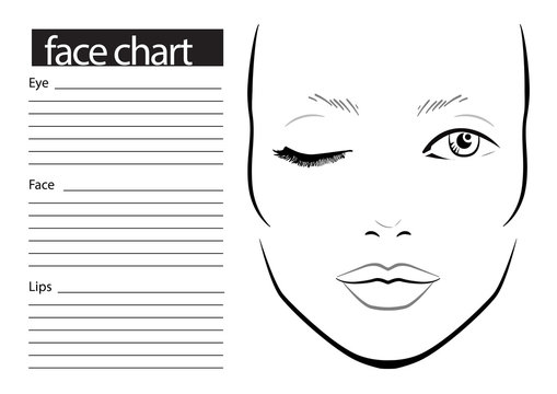 Face chart Makeup Artist Blank. Template. Vector illustration.