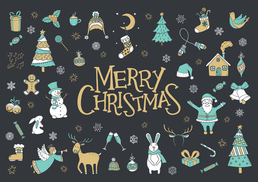 Merry Christmas greeting card, poster and banner