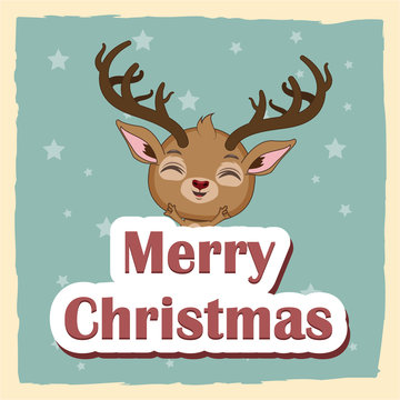 Cute Christmas greeting with reindeer