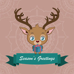 Reindeer with banner and fancy background