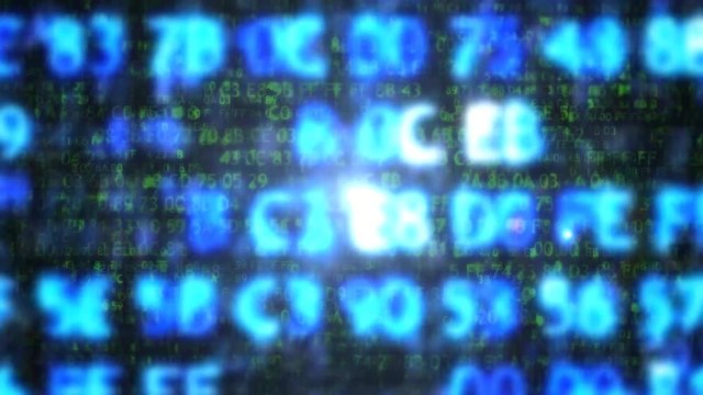The computer code in the form of blurred. Computer code.