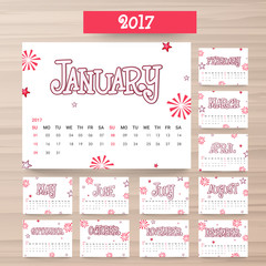 Yearly Calendar design for 2017.