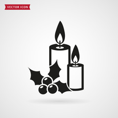 Christmas candles vector icon.