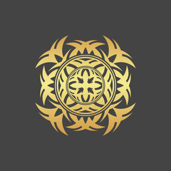 Abstract element for design, gold flower, star, decoration.