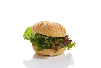 vegetarian burger on white background