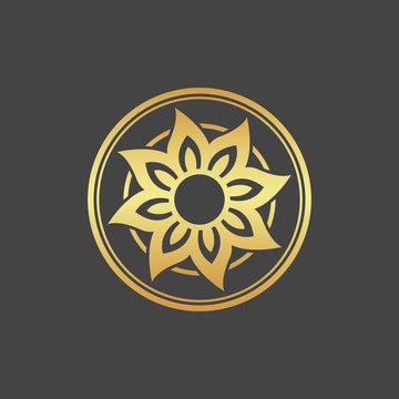 Abstract element for design, gold flower, star, decoration.