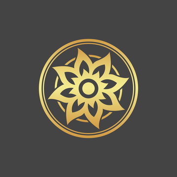 Abstract element for design, gold flower, star, decoration.