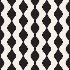 Wavy Ripple Lines. Vector Seamless Black and White Pattern.