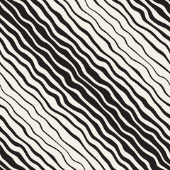 Wavy Ripple Hand Drawn Gradient Lines. Vector Seamless Black and White Pattern.