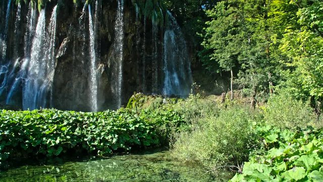 Picturesque waterfalls scenery in Plitvice Lakes National Park