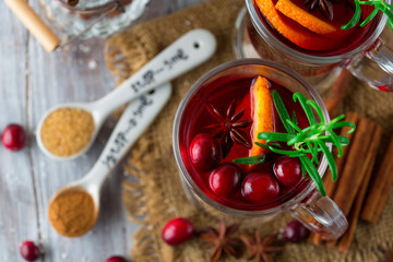 Christmas mulled wine, top view