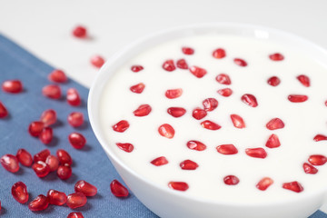 Yogurt with pomegranate seeds