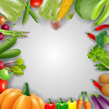 Vegetables on a wooden background. vector illustration