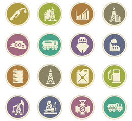 Extraction of oil icons set