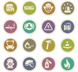 Fire brigade icons set