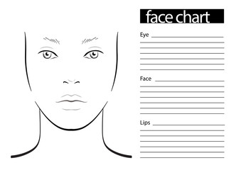 Face chart Makeup Artist Blank. Template. Vector illustration.