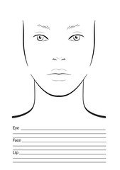 Face chart Makeup Artist Blank. Template. Vector illustration.