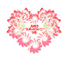 Valentine's Day . Floral heart with flowers. Wreath from abstract rose petals