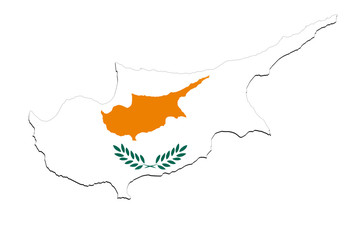 close up on Cyprus map on white background, no shadows