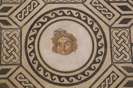 Mosaic of Medusa, Alacazar de los Reyes Cristianos, Cordoba, Andalucia, Spain
