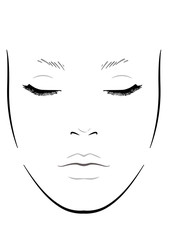 Face chart Makeup Artist Blank. Template. Vector illustration.