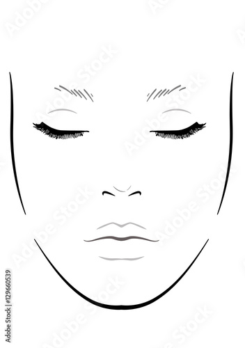 face chart makeup artist blank template vector