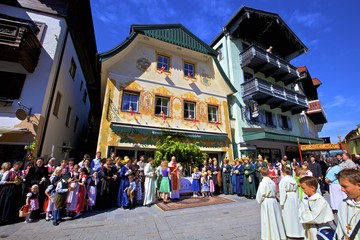 Participants in the Feast of Corpus Christi Celebrations in their traditional dress, St. Wolfgang, Wolfgangsee Lake, Austria