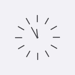 Grey line round clock icon isolated background. Modern simple fl
