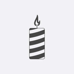 Gray candle icon isolated on background. Modern flat church cand