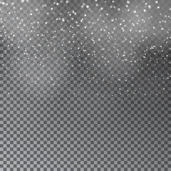 Falling Christmas Shining transparent beautiful snow isolated on