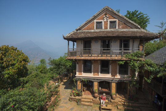 An historic Newari farmhouse in the traditional village of Nuwakot, Langtang Region, Nepal