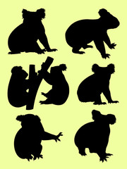 Cute koalas gesture animal silhouette. Good use for symbol, logo, web icon, mascot, sign, or any design you want.