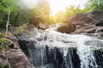 Waterfall rapids flowing bright natural shining