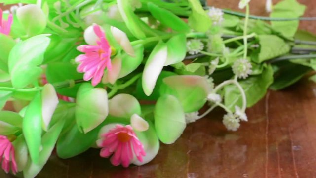 Close up of artificial for wedding cortege. Slider shot