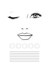 Face chart Makeup Artist Blank. Template. Vector illustration.