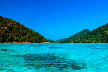 Beautiful sea water surface at Surin Island, Thailand