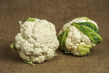 Cauliflower on brown background