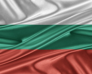 Fototapeta premium Bulgaria flag with a glossy silk texture.